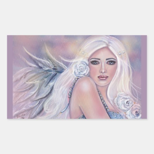 Sticker Rectangulaire Charmeine Art des anges célestes par Renee Lavoie (Devant)