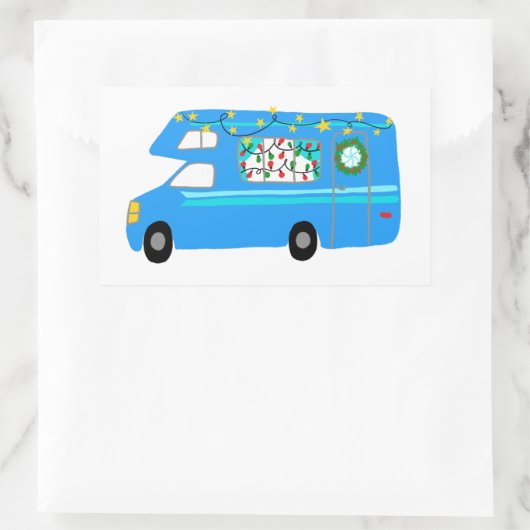 Sticker Rectangulaire Charming Christmas Camper Vintage RV Xmas (Sac)