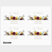 Sticker Rectangulaire Charming Fall Burgundy Sunflowers Mariage (Feuille)