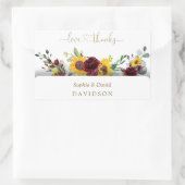 Sticker Rectangulaire Charming Fall Burgundy Sunflowers Mariage (Sac)