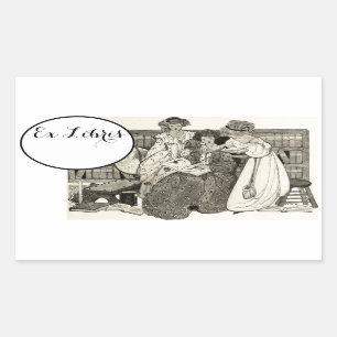 Sticker Rectangulaire Charming Personnalisable Ex Libris Bibliothèque Pl