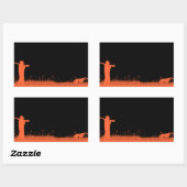 Sticker Rectangulaire Chasse aux chiens Graphic Orange Pointing Chasseur (Feuille)