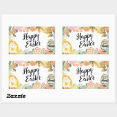 Sticker Rectangulaire Chasse aux oeufs floraux printemps Happy Pâques (Feuille)