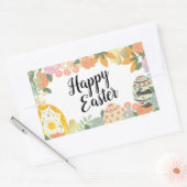 Sticker Rectangulaire Chasse aux oeufs floraux printemps Happy Pâques (Enveloppe)