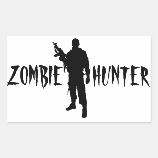 STICKER RECTANGULAIRE CHASSEUR DE ZOMBIES -AUTOCOLLANTS (Devant)