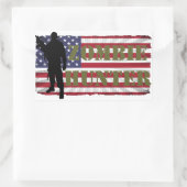 STICKER RECTANGULAIRE CHASSEUR DE ZOMBIES DRAPEAU AMÉRICAIN (Sac)