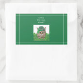 Sticker Rectangulaire Chat amusant à la Saint-Patrick (Sac)