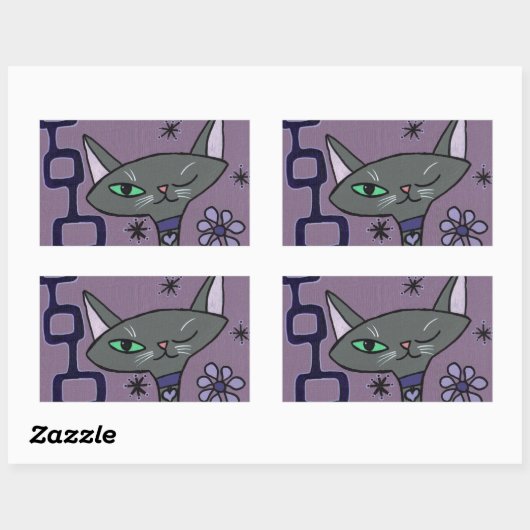 Sticker Rectangulaire Chat atomique en violet (Feuille)