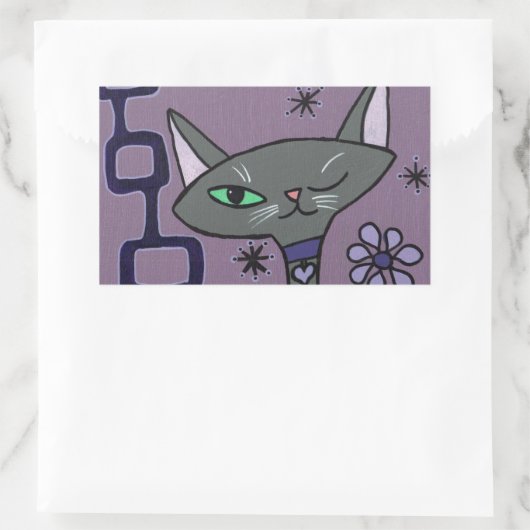 Sticker Rectangulaire Chat atomique en violet (Sac)