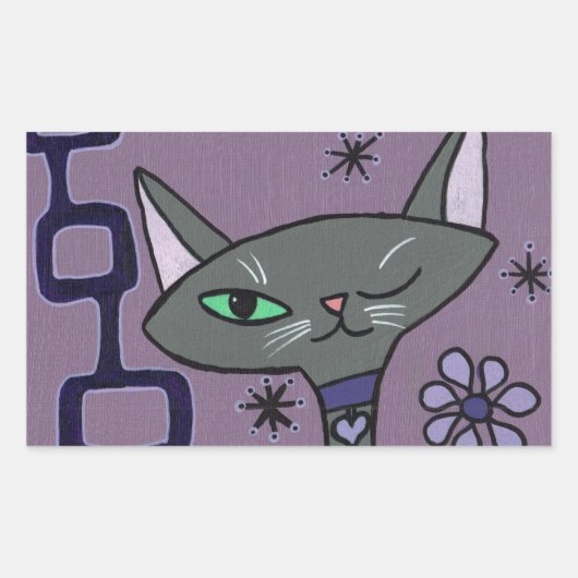 Sticker Rectangulaire Chat atomique en violet (Devant)