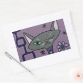 Sticker Rectangulaire Chat atomique en violet (Enveloppe)