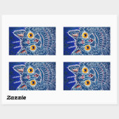 Sticker Rectangulaire Chat bleu psychédélique par Louis Wain (Feuille)