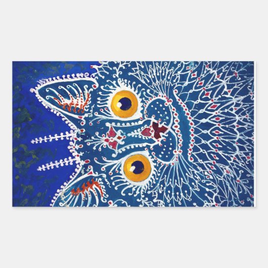 Sticker Rectangulaire Chat bleu psychédélique par Louis Wain (Devant)