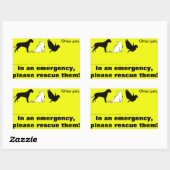 Sticker Rectangulaire Chat, chien, "En urgence, secourt mes animaux dome (Feuille)