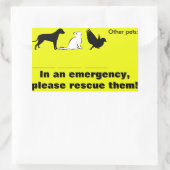 Sticker Rectangulaire Chat, chien, "En urgence, secourt mes animaux dome (Sac)