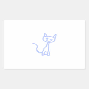Sticker Rectangulaire Chat clignotant mignon. Bleu