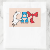 Sticker Rectangulaire Chat dans le Casquette | Texte de la pièce (Sac)