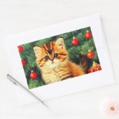 Sticker Rectangulaire Chat de Noël Vintage (Enveloppe)