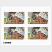 Sticker Rectangulaire Chat devant la Maison des Granges (Feuille)