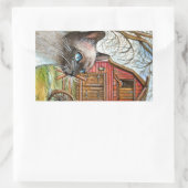 Sticker Rectangulaire Chat devant la Maison des Granges (Sac)
