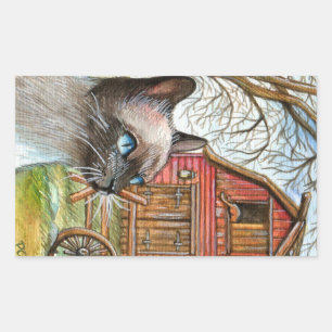 Sticker Rectangulaire Chat devant la Maison des Granges