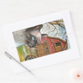 Sticker Rectangulaire Chat devant la Maison des Granges (Enveloppe)