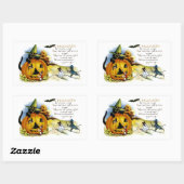 Sticker Rectangulaire Chat d'Halloween et souris (Feuille)