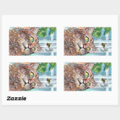 Sticker Rectangulaire Chat et abeille (Feuille)