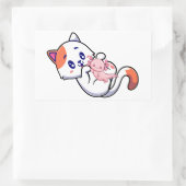 Sticker Rectangulaire Chat et Axolotl Kawaii Neko Anime (Sac)