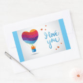 Sticker Rectangulaire Chat et ballon d'amour  (Enveloppe)