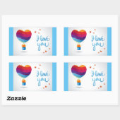 Sticker Rectangulaire Chat et ballon de l'amour  (Feuille)
