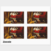 Sticker Rectangulaire Chat et chatons Jouer avec chaise (Feuille)