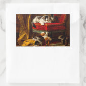 Sticker Rectangulaire Chat et chatons Jouer avec chaise (Sac)