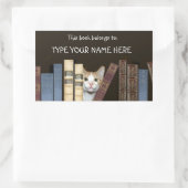 Sticker Rectangulaire Chat et livres (Sac)