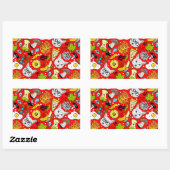 Sticker Rectangulaire Chat et oeuf sur le rouge (Feuille)