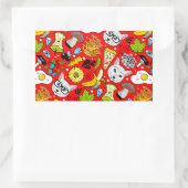 Sticker Rectangulaire Chat et oeuf sur le rouge (Sac)