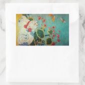 Sticker Rectangulaire Chat et papillon, Suzuki Harunobu (Sac)