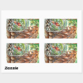 Sticker Rectangulaire Chat et poisson d'or (Feuille)