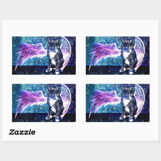 Sticker Rectangulaire Chat Galaxy (Feuille)