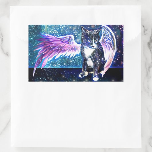 Sticker Rectangulaire Chat Galaxy (Sac)