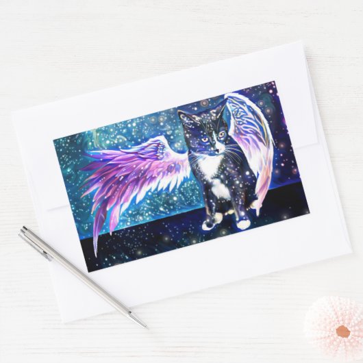 Sticker Rectangulaire Chat Galaxy (Enveloppe)
