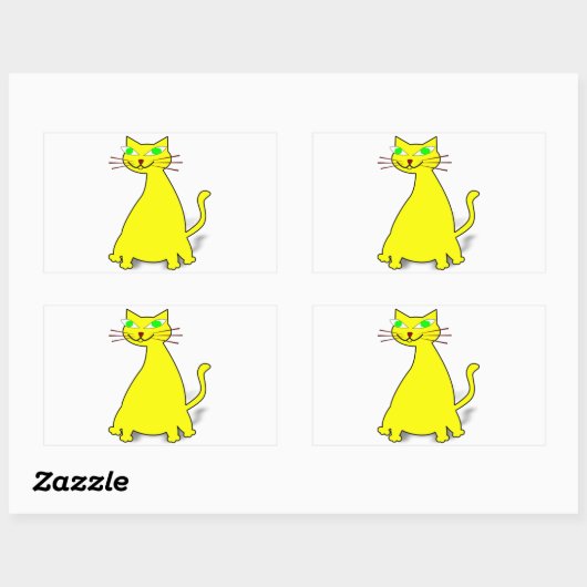 Sticker Rectangulaire Chat gras jaune (Feuille)