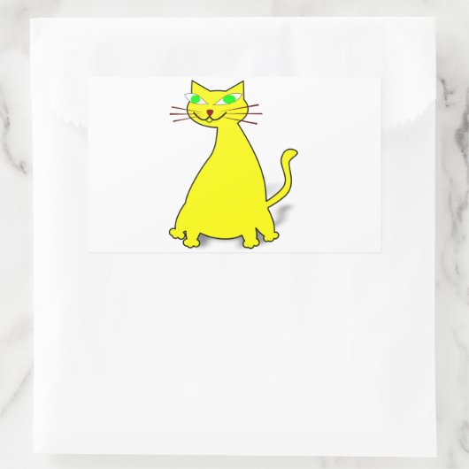 Sticker Rectangulaire Chat gras jaune (Sac)