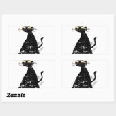 Sticker Rectangulaire Chat gras noir désossé (Feuille)