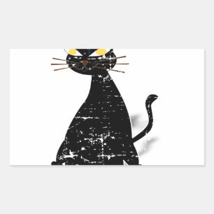 Sticker Rectangulaire Chat gras noir désossé