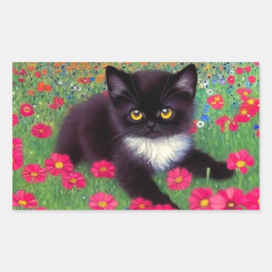Sticker Rectangulaire Chat Gustav Klimt Tuxedo (Devant)