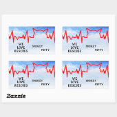 Sticker Rectangulaire Chat Heartbeat, Nous aimons les secours, aquarelle (Feuille)