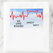 Sticker Rectangulaire Chat Heartbeat, Nous aimons les secours, aquarelle (Sac)