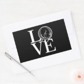 Sticker Rectangulaire Chat Love sur Décor Noir (Enveloppe)
