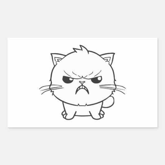 Sticker Rectangulaire Chat mignon en colère qui baisait. (Devant)